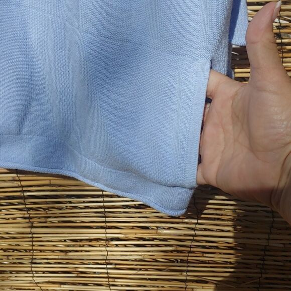 Purejill cotton/cashmere blend blue sweater. Size Medium.  Rolled hems. - Picture 3 of 8